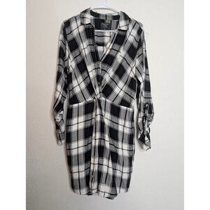 Abercrombie & Fitch Plaid Shirt Dress Women's Large Button Up Preppy Minimalist
